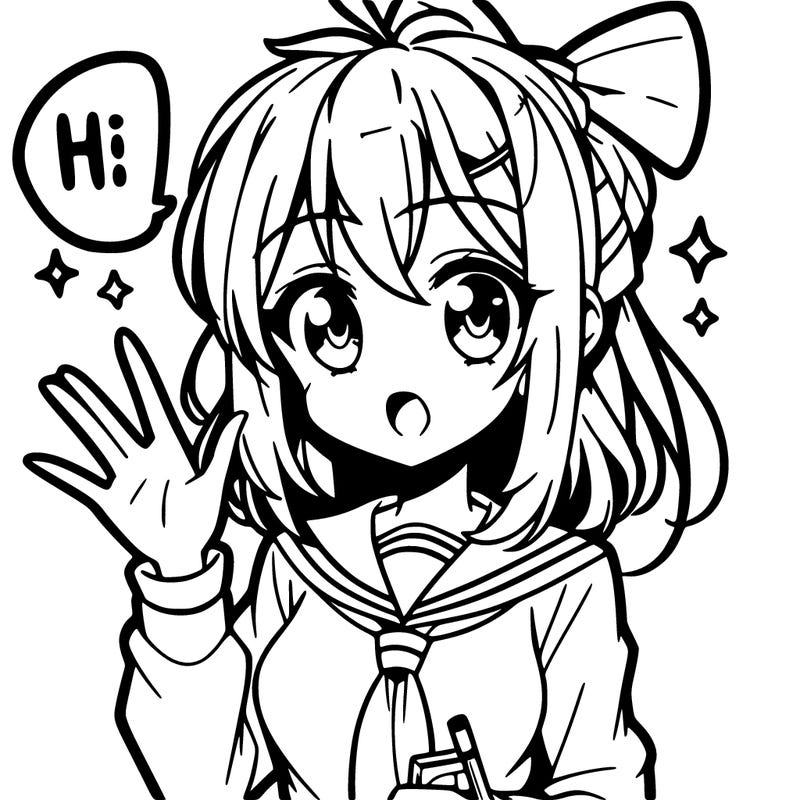 anime girl saying hi