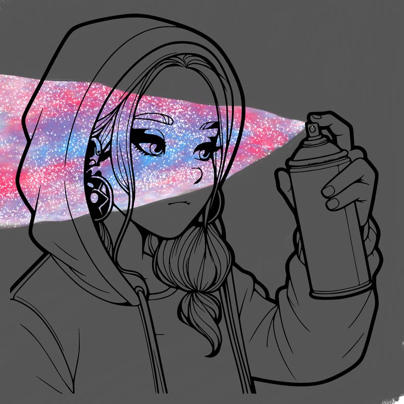 a realistic girl, spray painting