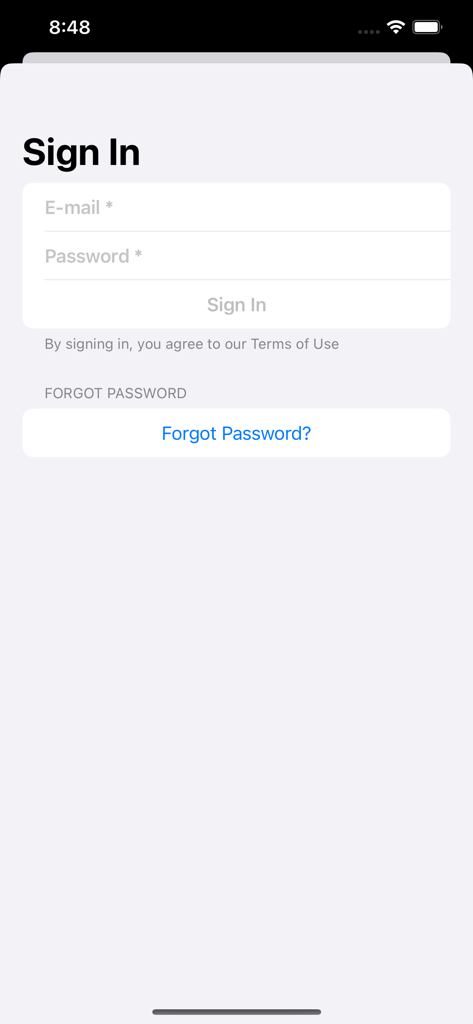 WikiArt - Schermata di accesso per l'app WikiArt con campi per email e password.