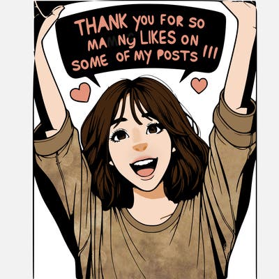 realistic girl saying “thank you for so many like on some of my posts!!!”