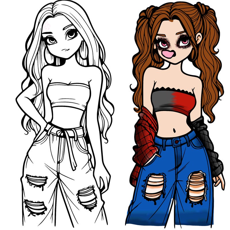 2 girls in crop tops and baggy jeans ripped