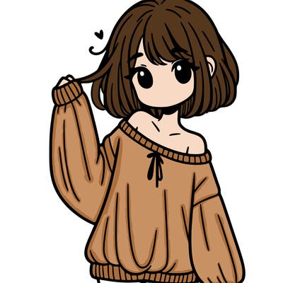 girl in baggy sweater hanging off her shoulder