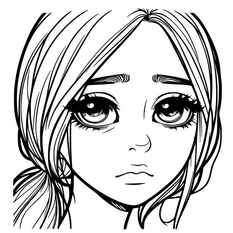 realistic girl with tired eyes