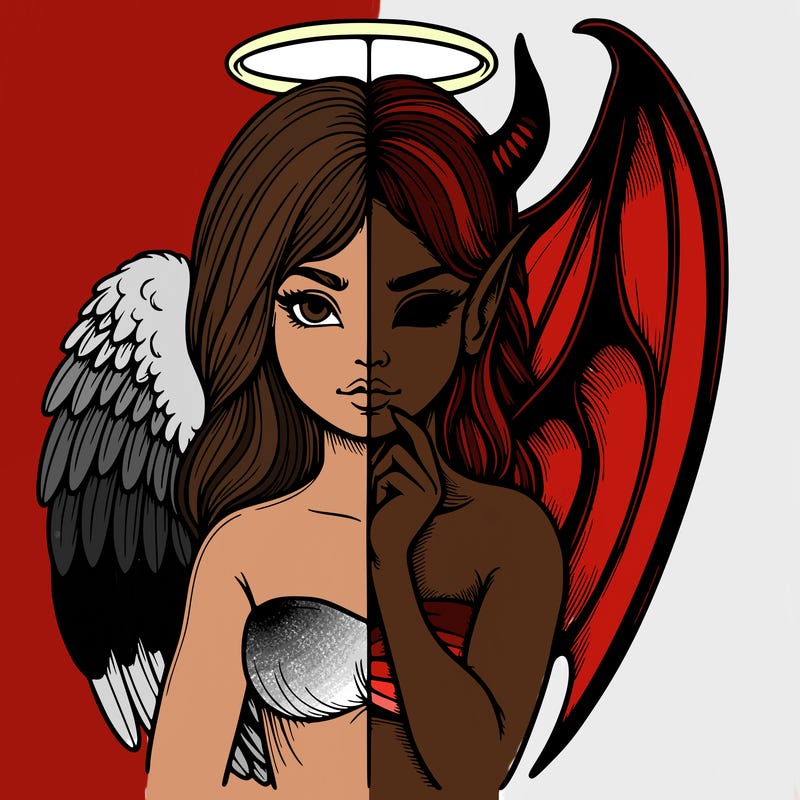 realistic angel half demon