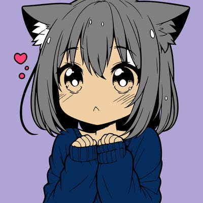 shy anime catgirl