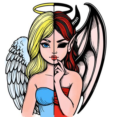 realistic angel half demon