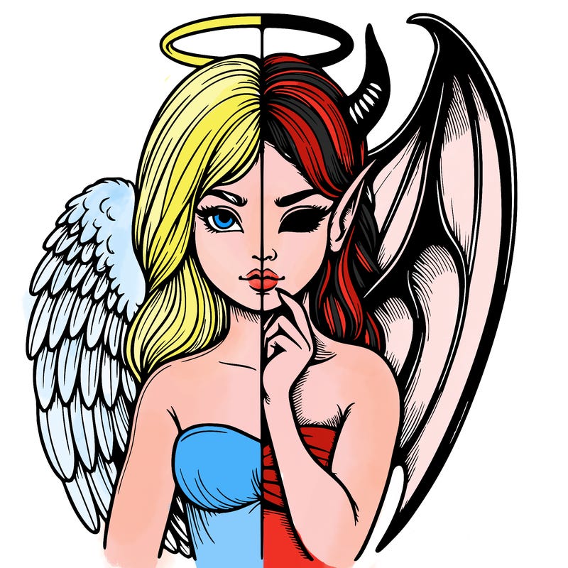 realistic angel half demon