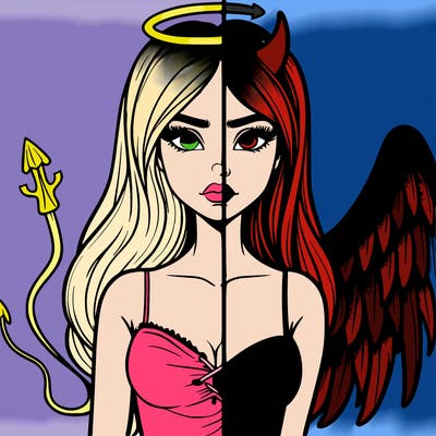 devil vs angel realistic girl