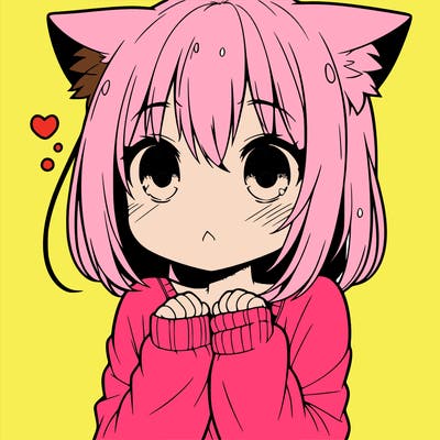 shy anime catgirl