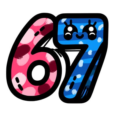 the numbers 67