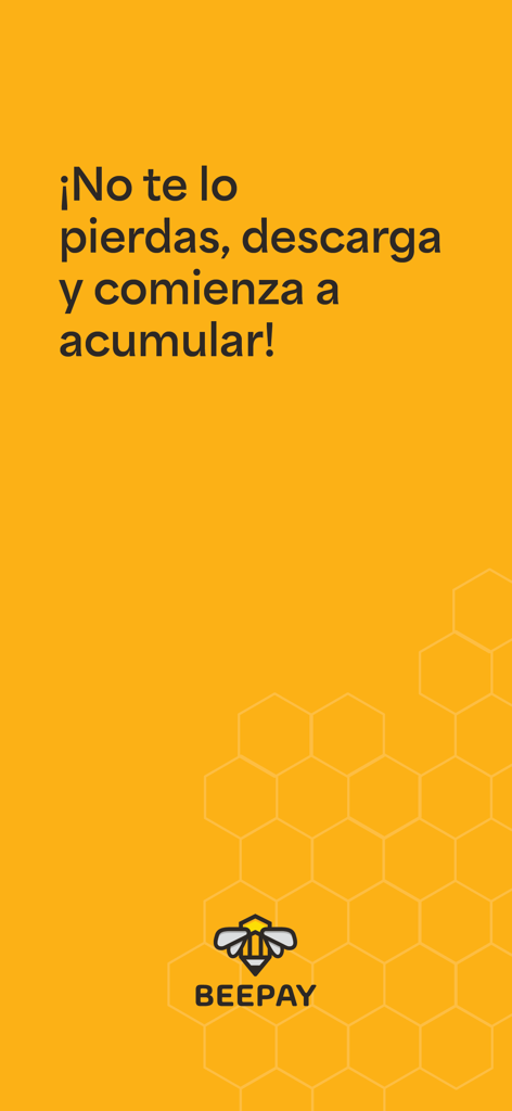 BeePay - Banner promocional de la aplicación BeePay en español que anima a descargar para empezar a ganar cashback