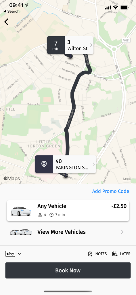 Leap Taxi - Leap Taxi app interface showing a route map, estimated price, and booking options