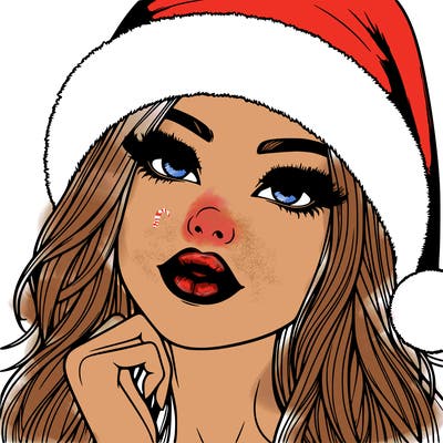 realistic christmas girl with lips