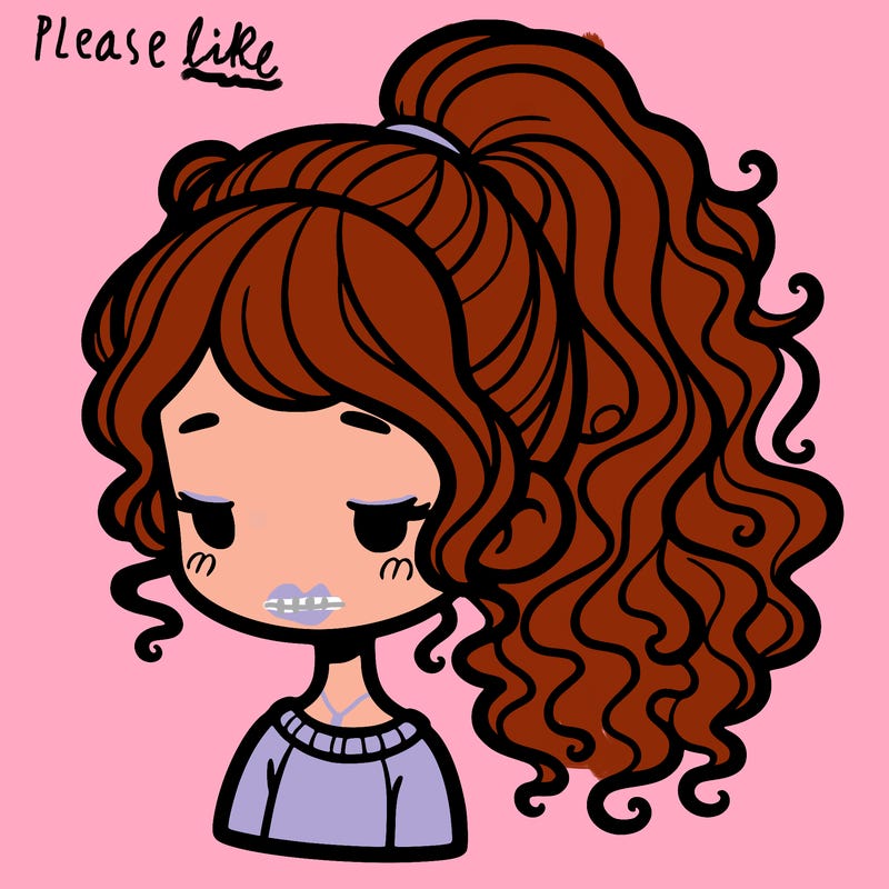 a girl with a low curly ponytail