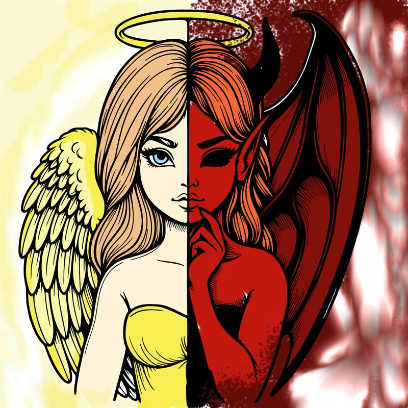 realistic angel half demon