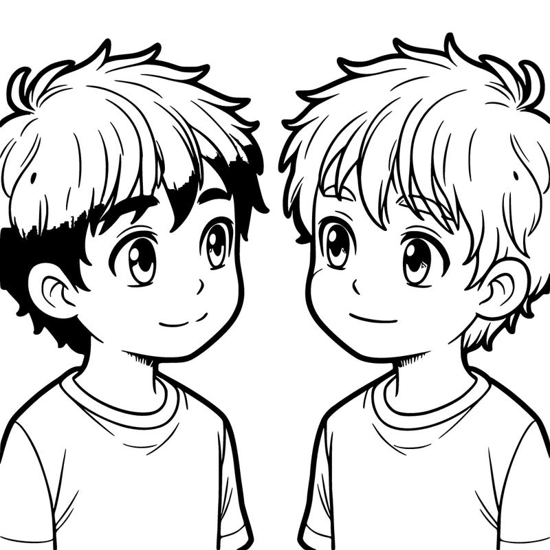 two boys looking at each other