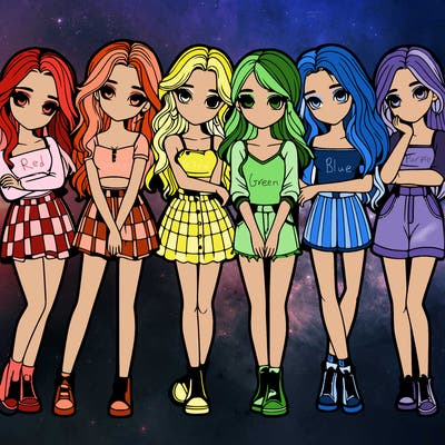 a group of girls realistic
