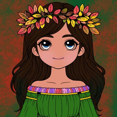 realistic girl with leaf crown