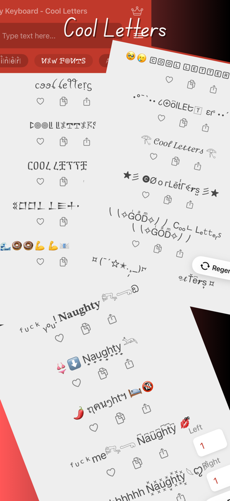 Fancy Keyboard - Cool Letters - Une variété de styles de polices décoratives et de symboles de l'application Fancy Keyboard
