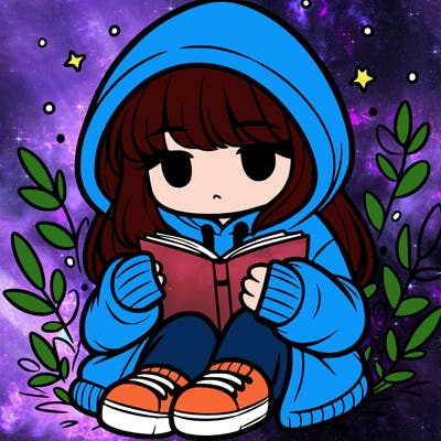 girl in oversized hoodie reading a book