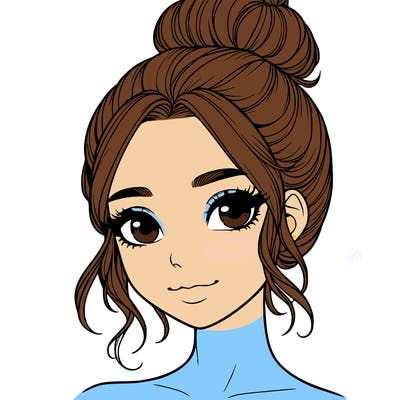 realistic pretty girl with hair in bun