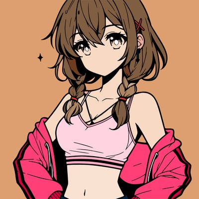 anime girl wearing crop top