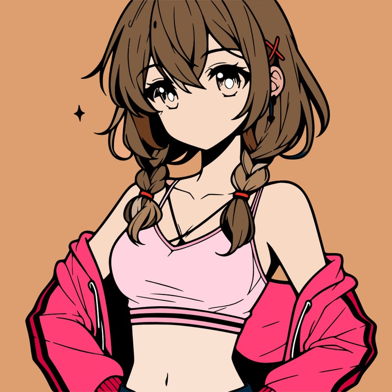anime girl wearing crop top