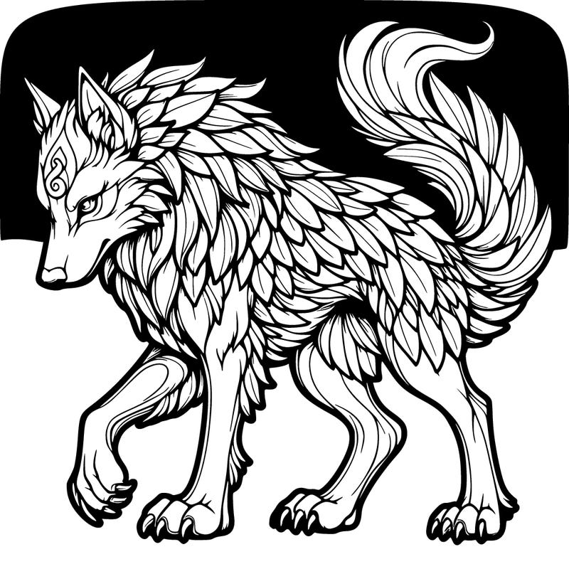 realistic mythical magical wolf