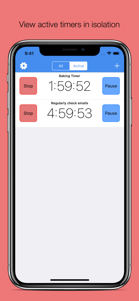 SpeakTimer - Voice Alert Timer - SpeakTimer app interface showing multiple active countdown timers for baking and email checks