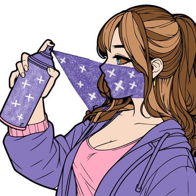 a realistic girl spray, painting