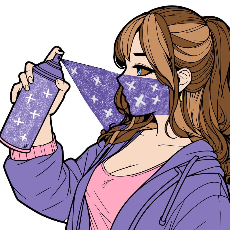 a realistic girl spray, painting