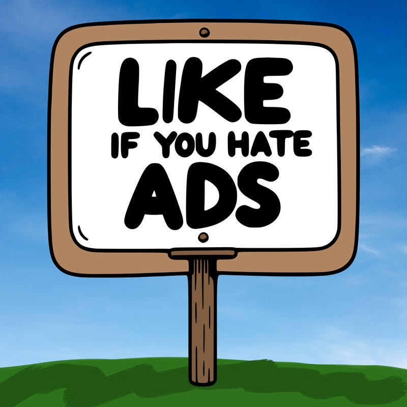 a sign that says like if you hate ads