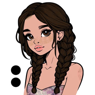 realistic girl with braids