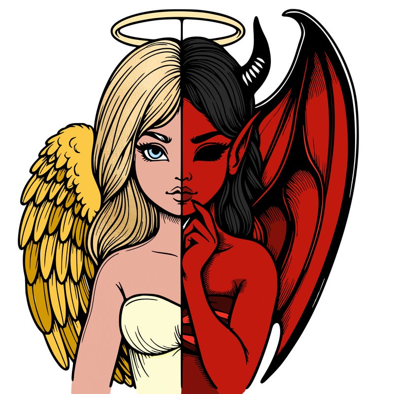 realistic angel half demon