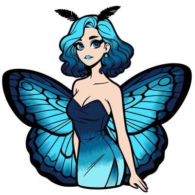 woman with moth wings