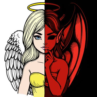 realistic angel half demon