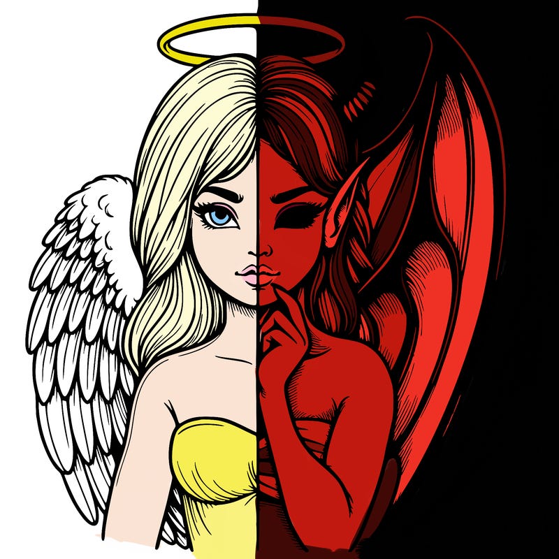 realistic angel half demon