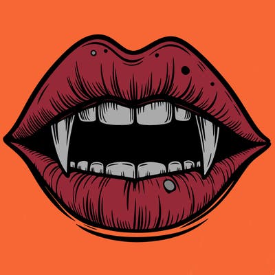 lips with vampire teeth