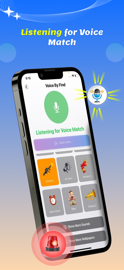 Anti theft : Don't touch phone - Smartphone screen displaying the voice to find feature of an anti-theft app with a list of customizable alarm sounds
