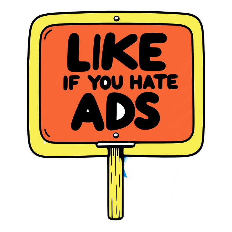 a sign that says like if you hate ads