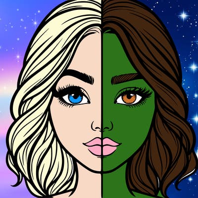 realistic girl split half