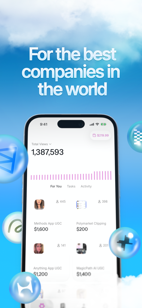Screenshot of Methods app showing paid content opportunities and view analytics