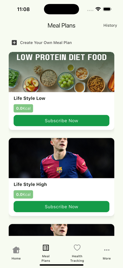 Antifat Egypt - Interface do aplicativo Antifat Egypt mostrando assinaturas de planos de refeição disponíveis, incluindo opções Life Style Low e Life Style High