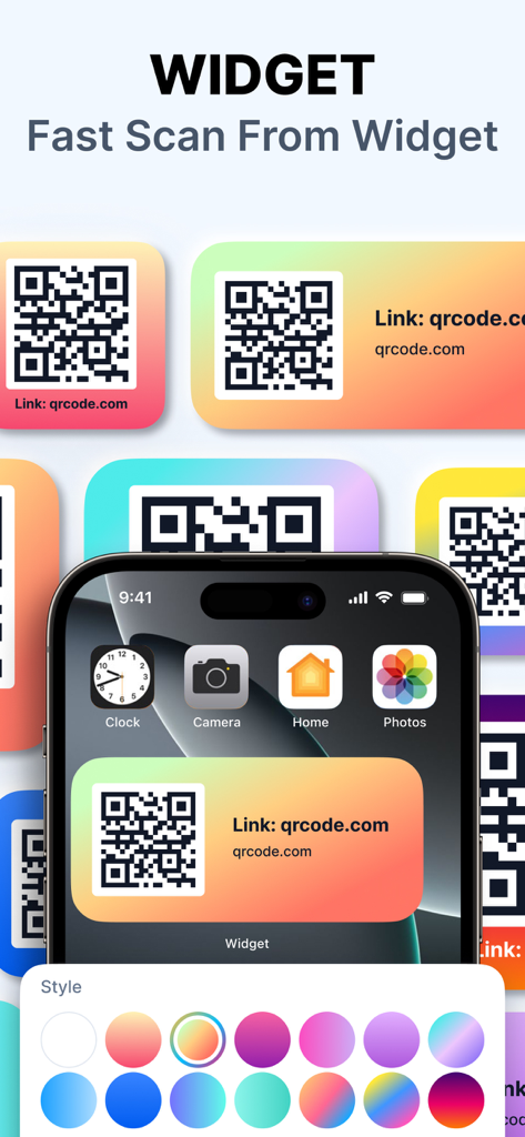 Customizable QR code widgets for the iPhone home screen