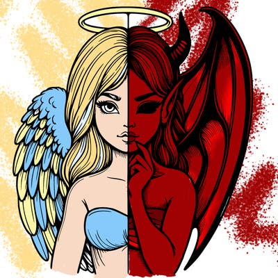 realistic angel half demon