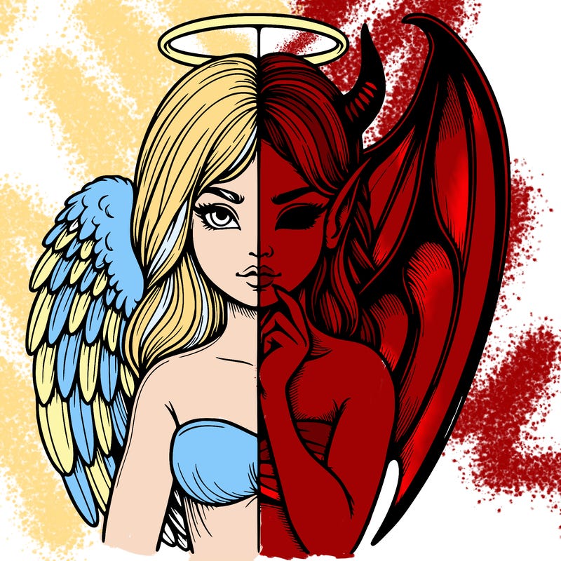 realistic angel half demon