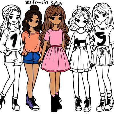 a group of five girls