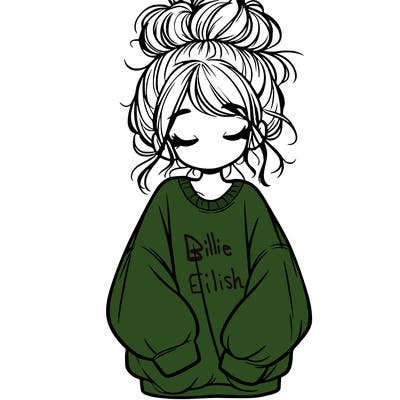 girl with baggy sweatshirt and messy bun