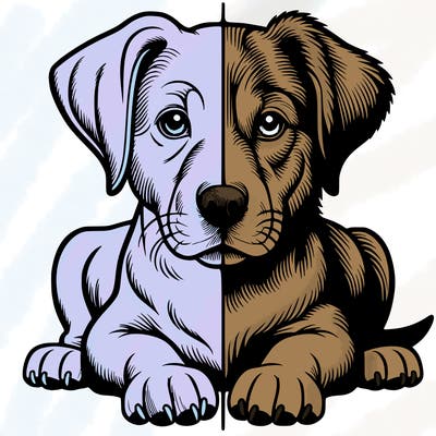 realistic dog split picture