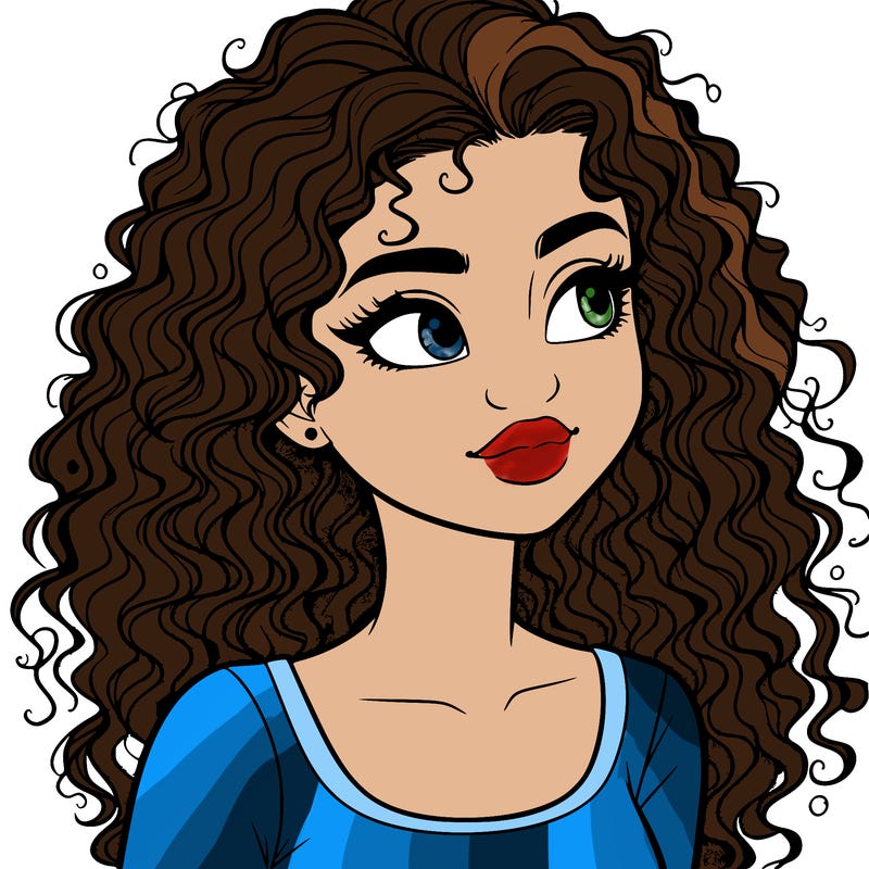 realistic girl with curly hair